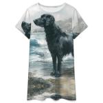 Flat-Coated Retriever Dog Women's Nightgown Nightdress Crew Neck Short Sleeve T-Shirt Lounge Pajama