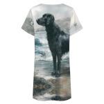 Flat-Coated Retriever Dog Women's Nightgown Nightdress Crew Neck Short Sleeve T-Shirt Lounge Pajama