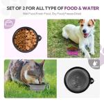 Collapsible Dog Bowl 2 Pack, Dog Water Bowls for Travels, Portable Foldable Pet Bowls Feeding Watering Dish for Parking Walking Camping with 2 Carabiners Clip (12oz, Small, Grey+Purple)