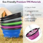 Collapsible Dog Bowl 2 Pack, Dog Water Bowls for Travels, Portable Foldable Pet Bowls Feeding Watering Dish for Parking Walking Camping with 2 Carabiners Clip (12oz, Small, Grey+Purple)