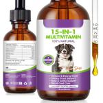 Dog Multivitamin Drops, 15 in 1 Multivitamin Liquid for Dog with Vitamin C-20 Mg, Vitamin D-100 Iu & B1-3,Dog Health Supplements for Skin Care, Joints & Hips,Gut