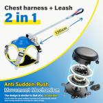 paatata No Pull Dog Harness, 2 in 1 Retractable Harness with Auto-Lock, Reflective Breathable Mesh and Handle, Adjustable Leash Set for Small, Medium,Large Dogs,Cats (Color 2, XL)