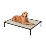 Veehoo Chewproof Elevated Dog Bed - Cooling Raised Pet Cot, Breathable Mesh, Washable & Non-Slip for Large Dogs, Indoor/Outdoor, Beige Coffee Mat and Black Frame, 42x30inches (Model CWC2203A03)