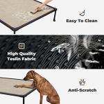 Veehoo Chewproof Elevated Dog Bed - Cooling Raised Pet Cot, Breathable Mesh, Washable & Non-Slip for Large Dogs, Indoor/Outdoor, Beige Coffee Mat and Black Frame, 42x30inches (Model CWC2203A03)