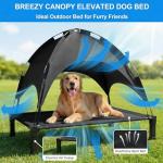 Elevated Dog Bed with Canopy Raised Pet Cot for Large Dogs, Outdoor Dog Cot with Removable Sun Shade Tent, Breathable Mesh Portable Dogs Cot for Camping, Beach, Backyard, Outdoor Use
