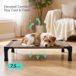 Niubya Elevated Outdoor Dog Bed, Cooling Elevated Pet Cot, Steel-Framed and Non-Slip Feet, Raised Dog Bed with Waterproof, Washable, Breathable Teslin Mesh, 35in