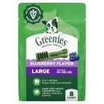Greenies Dog Treats, Veterinarian-Recommended Natural Dental Dog Treats, Large Size, Blueberry Flavor, 12 oz. Pack, 8 Count