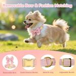 Small Dog Collar Harness and Leash Set, Dog Harness no Pull with Bowtie, Breathable Cotton Adjustable Pet Puppy Harness, Easy Walk Dog Harness, M(16-21")