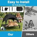 Elevated Dog Bed with Canopy Raised Pet Cot for Large Dogs, Outdoor Dog Cot with Removable Sun Shade Tent, Breathable Mesh Portable Dogs Cot for Camping, Beach, Backyard, Outdoor Use