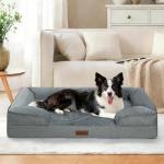 XL Orthopedic Dog Beds for Extra Large Dogs 44x32in, Waterproof Memory Foam Big Size Pet Bed with Sides, Comfort Thick Egg-Crate Foam, Dog Crate Pad & Couch Bed,Washable Cover & Non-Slip Bottom,Grey