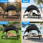 Elevated Dog Bed with Canopy Raised Pet Cot for Large Dogs, Outdoor Dog Cot with Removable Sun Shade Tent, Breathable Mesh Portable Dogs Cot for Camping, Beach, Backyard, Outdoor Use