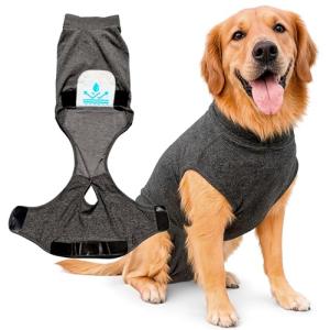 Dog Recovery Suit After Surgery – Generous Fit (See Size Guide) – Surgery Suit for Female Spay & Male Neuter with Washable Pads, Cone Alternative Body Suit for Comfortable Healing, Medium, Grey