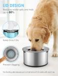 Heouvo 1 Gallon Large Dog Water Bowl No Spill,【Anti Digging Lid & Rubber Bottom】 Spill Proof Dog Bowl, Anti Splash Mess Dripless Slow Drinking Stainless Steel Water for Sloppy Messy Drinkers Car