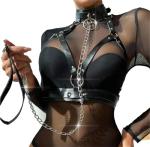 PU Leather Choker Harness Women Goth Collar Leash For Girl Aesthetic Fashion Sexу Women's Lingiere Belt Exotic Accessories
