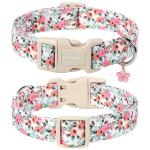 Cute Pink Flower Cotton Dog Collar for All Sizes