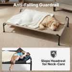 Veehoo Elevated Dog Bed with Headrest - Beige