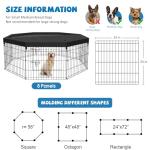 Foldable Metal Dog Playpen with Cover, 8 Panels