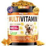 Dog Vitamins- 16-in-1 Dog Vitamins and Supplements, 500 Ct Multivitamin Supports Daily Energy, Heart Health, Skin & Coat, with Taurine, Omega-3, Puppy Multivitamin Chewable - for All Breeds & Ages
