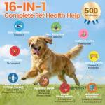Dog Vitamins- 16-in-1 Dog Vitamins and Supplements, 500 Ct Multivitamin Supports Daily Energy, Heart Health, Skin & Coat, with Taurine, Omega-3, Puppy Multivitamin Chewable - for All Breeds & Ages