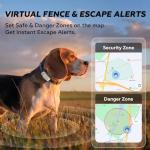 DBDD Smart GPS Dog Collar Tracker with Virtual Fence, Live Tracking & Vital Signs Monitoring for Dogs 40lbs Up, Waterproof Pet GPS Tracker for Pets,iOS & Android Compatible