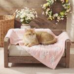 Horaldaily Pets Flannel Blanket, Pink Leaves 3D Textured Soft Fuzzy Fluffy Plush Cozy Fleece Premium Blankets for Dog Cat Puppy Kitten Couch Protection, 30x40