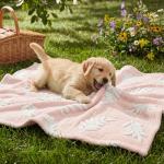 Horaldaily Pets Flannel Blanket, Pink Leaves 3D Textured Soft Fuzzy Fluffy Plush Cozy Fleece Premium Blankets for Dog Cat Puppy Kitten Couch Protection, 30x40