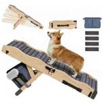 2026 Upgraded Dog Ramp for Couch & Low Bed, 33" L Folding Wood Pet Ramp 200LB Capacity, 4-Level Adjustable Height 11"-20", Non-Slip Sturdy Puppy Ramp for Small & Senior Dogs, Joint Relief, Wavy Design