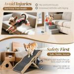 2026 Upgraded Dog Ramp for Couch & Low Bed, 33" L Folding Wood Pet Ramp 200LB Capacity, 4-Level Adjustable Height 11"-20", Non-Slip Sturdy Puppy Ramp for Small & Senior Dogs, Joint Relief, Wavy Design