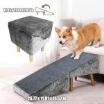 Split Ottoman Dog Ramp for Small Dogs and Cats – 2-in-1 Foldable Wooden Pet Ramp and Stairs for Couch and Low Bed, or Ottoman, Non-Slip and Portable, Grey