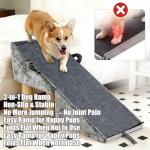 Split Ottoman Dog Ramp for Small Dogs and Cats – 2-in-1 Foldable Wooden Pet Ramp and Stairs for Couch and Low Bed, or Ottoman, Non-Slip and Portable, Grey