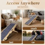 2026 Upgraded Dog Ramp for Couch & Low Bed, 33" L Folding Wood Pet Ramp 200LB Capacity, 4-Level Adjustable Height 11"-20", Non-Slip Sturdy Puppy Ramp for Small & Senior Dogs, Joint Relief, Wavy Design