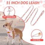 SlowTon No Pull Dog Harness with Leash - Soft Lightweight Floral Pattern Puppy Harness, Adjustable Pet Harness for Small Medium Dogs (Flower XXS)
