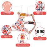 SlowTon No Pull Dog Harness with Leash - Soft Lightweight Floral Pattern Puppy Harness, Adjustable Pet Harness for Small Medium Dogs (Flower XXS)