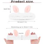Cute White Rabbit Ears Headband Frog Eye Elastic to Wash Face for Women Makeup Shower Spa (1 Pack)