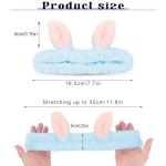 Cute Blue Rabbit Ears Headband Frog Eye Elastic to Wash Face for Women Makeup Shower Spa (1 Pack)