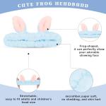 Cute Blue Rabbit Ears Headband Frog Eye Elastic to Wash Face for Women Makeup Shower Spa (1 Pack)