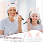 Cute White Rabbit Ears Headband Frog Eye Elastic to Wash Face for Women Makeup Shower Spa (1 Pack)