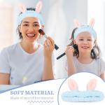 Cute Blue Rabbit Ears Headband Frog Eye Elastic to Wash Face for Women Makeup Shower Spa (1 Pack)