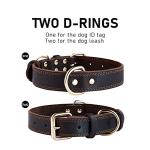 DAIHAQIKO Genuine Leather Dog Collar, Heavy Duty Wide Dog Collar for Small,Medium, Large and Extra Large Dog (L: 1.2" Wide for 17"-23" Neck, Dual Stitch - Brown)
