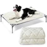 Elevated Waterproof Dog Bed Pad 2 Pack, Soft Plush Pet Pad Large, Machine Washable with Corner Straps