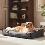 FURTIME XL Orthopedic Dog Beds Large Sized Dog, Extra Thick Supportive Comfort Pet Sofa, Ergonomic Slant Dog Couch Bed with Removable Washable Cover, Ultra Soft Surface & Non-Slip Bottom, Grey, 42"