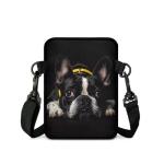 Ecaestolph French Bulldog Black Small Crossbody Bag Polyester Messenger Bags for Women Men Zip Satchel Sling Bags Waist Pouch Wallet Smart Phone Case Purse Camera Outdoor Storage Bag with Pocket