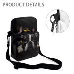 Ecaestolph French Bulldog Black Small Crossbody Bag Polyester Messenger Bags for Women Men Zip Satchel Sling Bags Waist Pouch Wallet Smart Phone Case Purse Camera Outdoor Storage Bag with Pocket