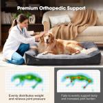 FURTIME XL Orthopedic Dog Beds Large Sized Dog, Extra Thick Supportive Comfort Pet Sofa, Ergonomic Slant Dog Couch Bed with Removable Washable Cover, Ultra Soft Surface & Non-Slip Bottom, Grey, 42"