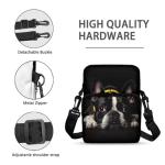 Ecaestolph French Bulldog Black Small Crossbody Bag Polyester Messenger Bags for Women Men Zip Satchel Sling Bags Waist Pouch Wallet Smart Phone Case Purse Camera Outdoor Storage Bag with Pocket