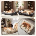 FURTIME XL Orthopedic Dog Beds Large Sized Dog, Extra Thick Supportive Comfort Pet Sofa, Ergonomic Slant Dog Couch Bed with Removable Washable Cover, Ultra Soft Surface & Non-Slip Bottom, Grey, 42"