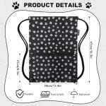 HOLYLUCK Drawstring Backpack Bag Sport Gym Sackpack (Black background white Dog Paw Prin)