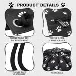 HOLYLUCK Drawstring Backpack Bag Sport Gym Sackpack (Black background white Dog Paw Prin)
