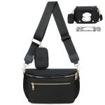 Eslcorri Small Diaper Bag Fanny Pack for Quick Outings, Crossbody Diaper Purse with Built-in Wipes Dispenser, Water-resistant Black Belt Bag for Moms Dads, 8L Expandable Capacity