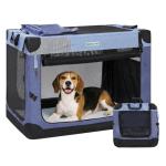 Gardner Pet Soft Collapsible Dog Crate - 30 Inch Portable Travel Dog Crate for Small/Medium Dogs Indoor & Outdoor, 3-Door Pet Crate with Durable Mesh Windows & Storage Bag, Blue